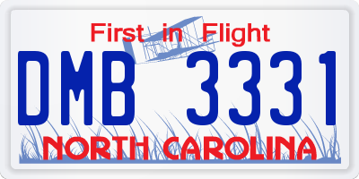 NC license plate DMB3331