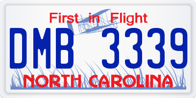 NC license plate DMB3339