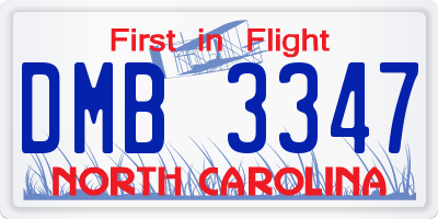 NC license plate DMB3347