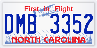 NC license plate DMB3352