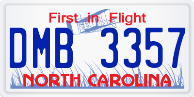 NC license plate DMB3357