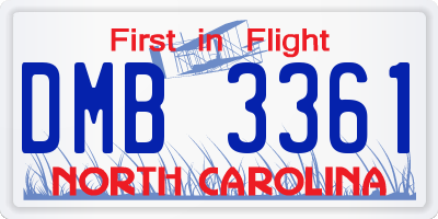 NC license plate DMB3361