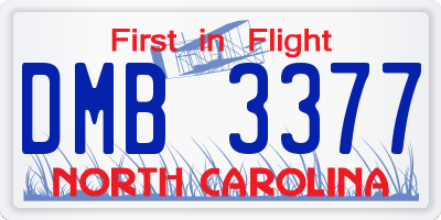 NC license plate DMB3377