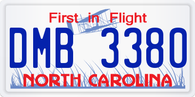NC license plate DMB3380