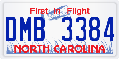 NC license plate DMB3384