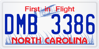 NC license plate DMB3386
