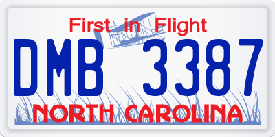 NC license plate DMB3387