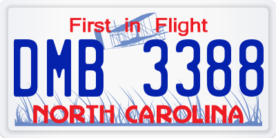 NC license plate DMB3388