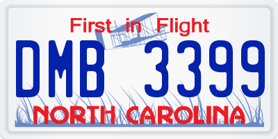 NC license plate DMB3399