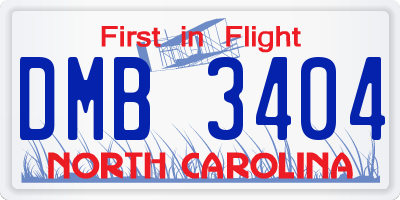 NC license plate DMB3404