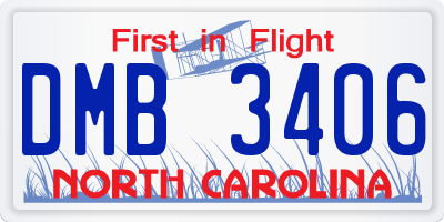 NC license plate DMB3406