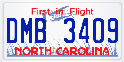NC license plate DMB3409