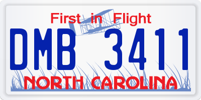 NC license plate DMB3411