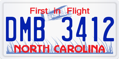 NC license plate DMB3412