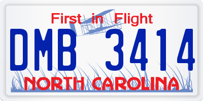 NC license plate DMB3414