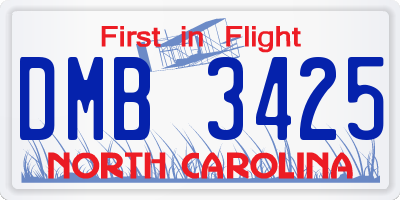 NC license plate DMB3425