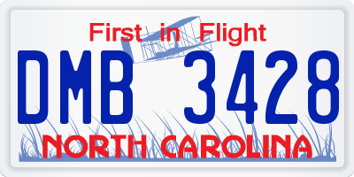 NC license plate DMB3428