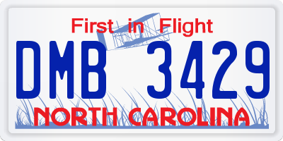 NC license plate DMB3429