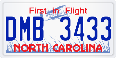 NC license plate DMB3433