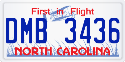 NC license plate DMB3436