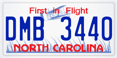 NC license plate DMB3440