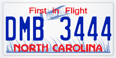 NC license plate DMB3444