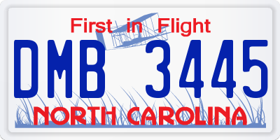 NC license plate DMB3445