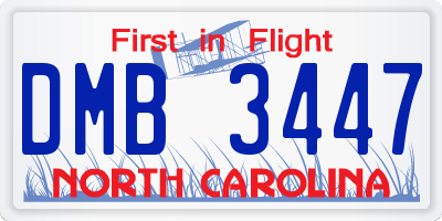 NC license plate DMB3447