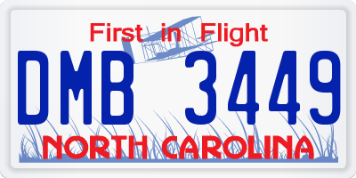 NC license plate DMB3449