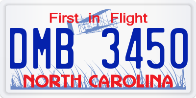 NC license plate DMB3450