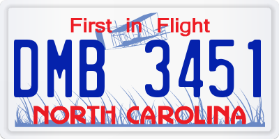 NC license plate DMB3451