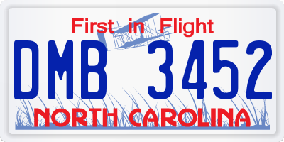 NC license plate DMB3452