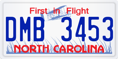 NC license plate DMB3453