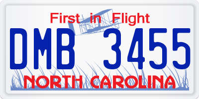NC license plate DMB3455