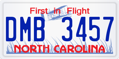 NC license plate DMB3457
