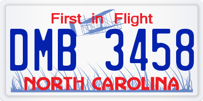 NC license plate DMB3458
