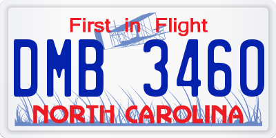 NC license plate DMB3460