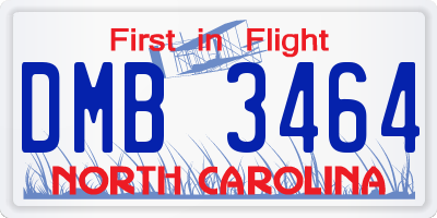 NC license plate DMB3464
