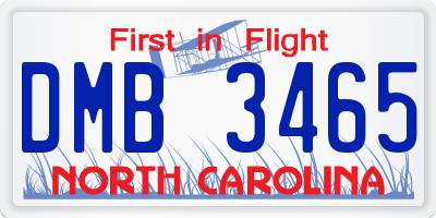 NC license plate DMB3465