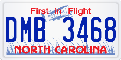 NC license plate DMB3468