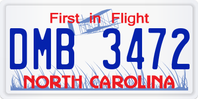 NC license plate DMB3472