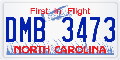 NC license plate DMB3473