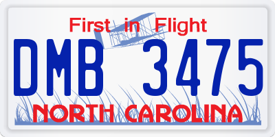 NC license plate DMB3475