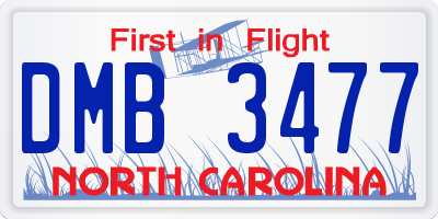 NC license plate DMB3477