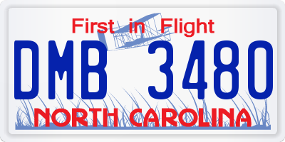 NC license plate DMB3480
