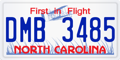 NC license plate DMB3485