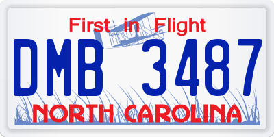 NC license plate DMB3487