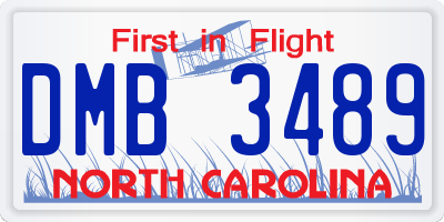 NC license plate DMB3489