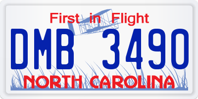 NC license plate DMB3490