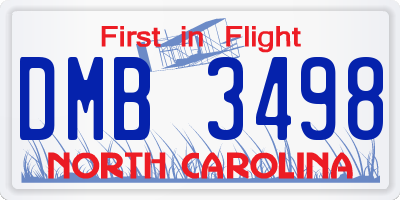 NC license plate DMB3498
